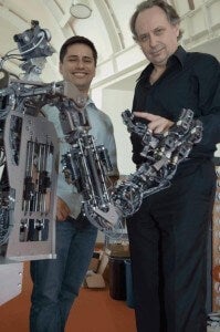Rodney Brooks (right) helped Eduardo Torres-Jara (left) develop the Obrero bot. We could see a robot like this emerge as the flagship product for Brooks' new company: Heartland Robotics.