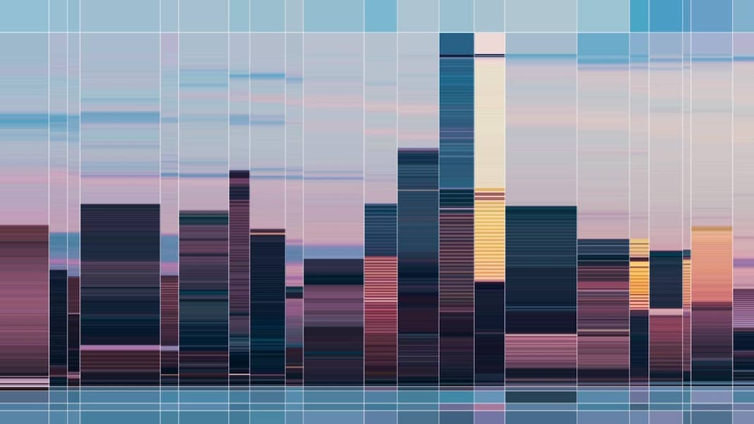 virtual real estate digital skyline stylized