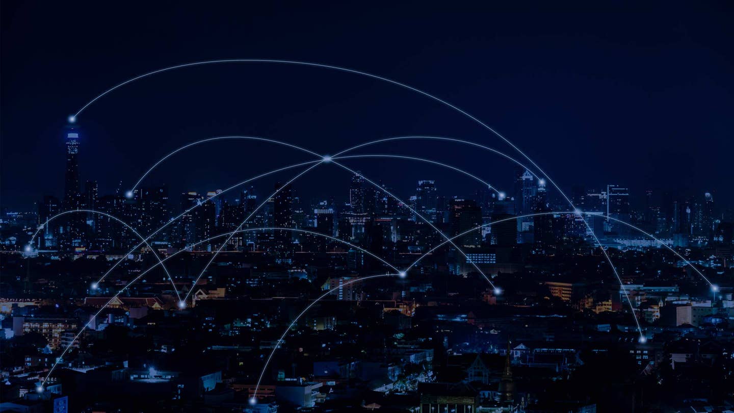 internet of things connection cityscape at night