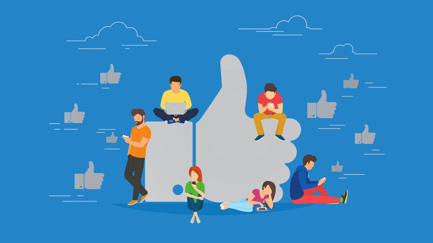 like concept illustration young people using social media