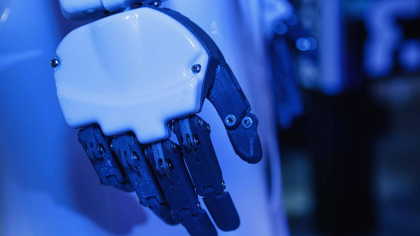 robot arm at the Moscow Russia February 2018 Exhibition