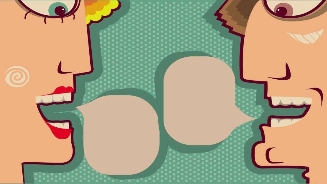 speakers bubbles textvector cartoons background design