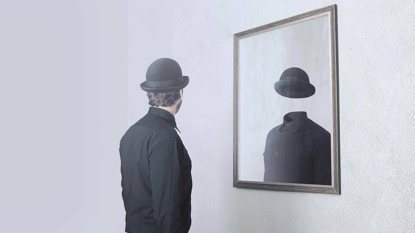 man identity absence surreal concept