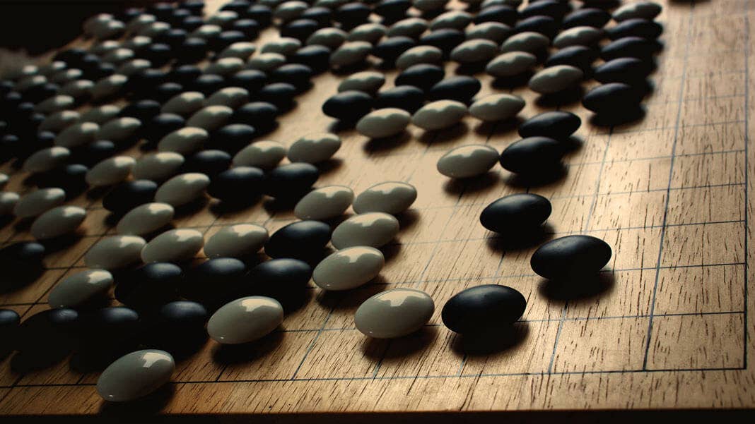 go game on wooden board