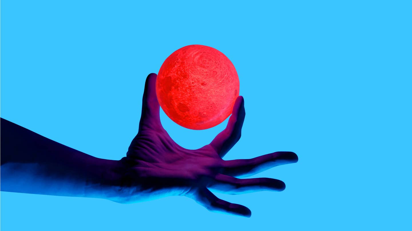 moon pink light blue hand