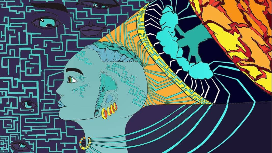 futuristic neural networks girl artificial intelligence