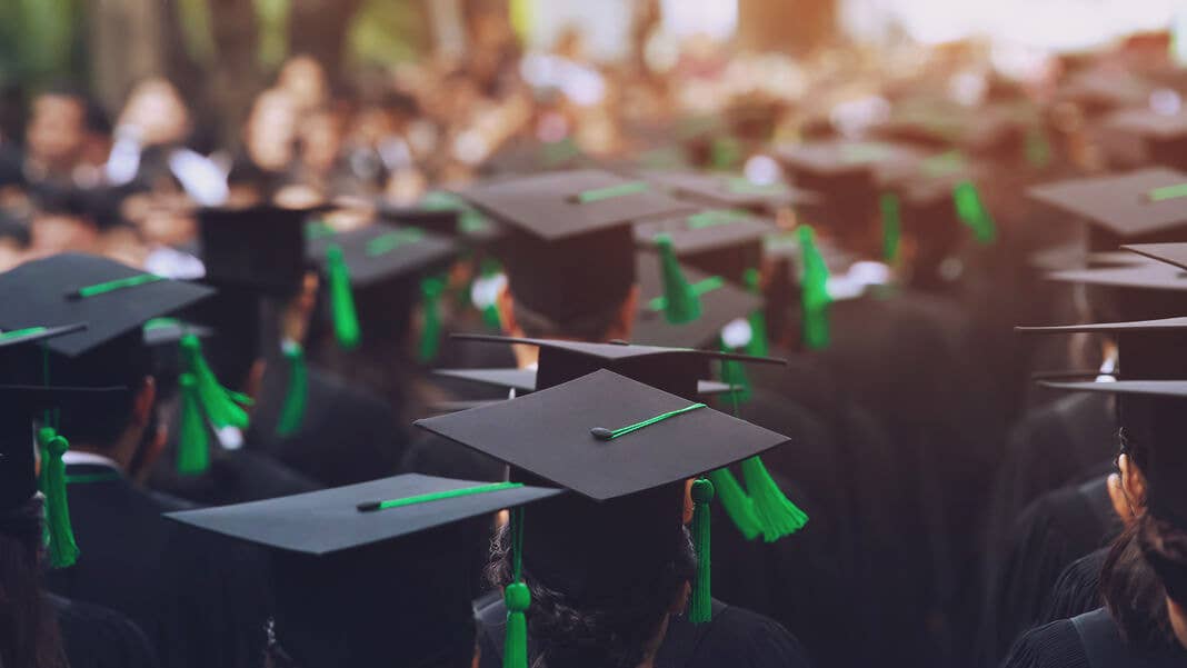 students graduation hats during commencement Peter Diamandis future of learning