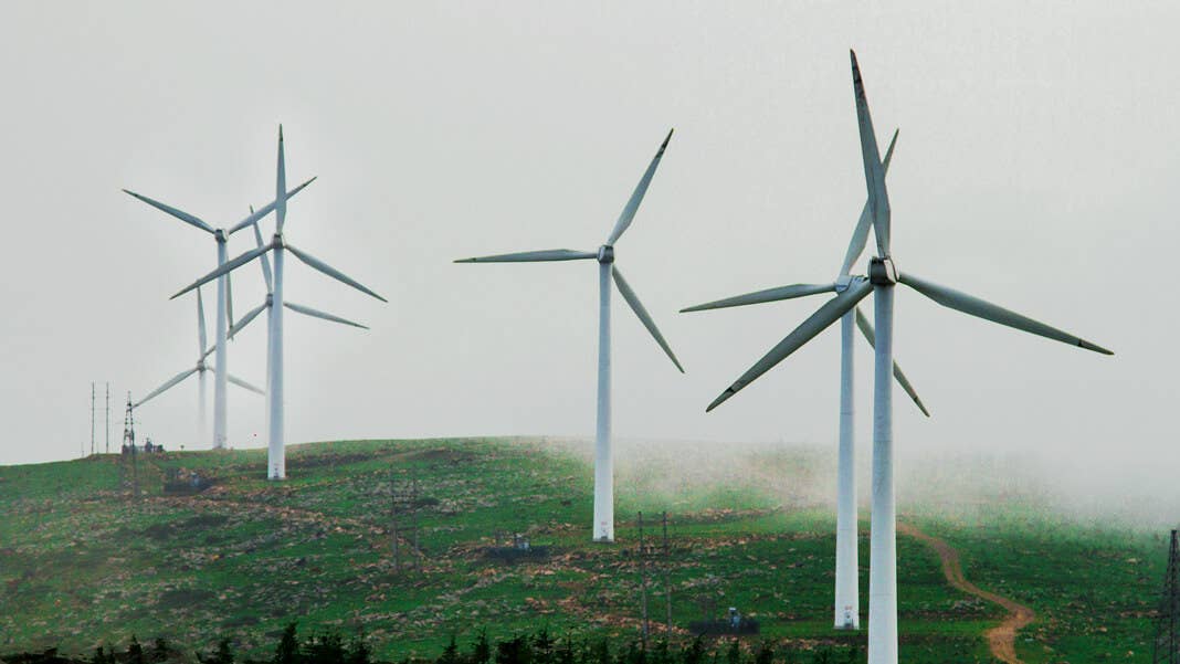 windmills on high plateau grassland in Hebei China