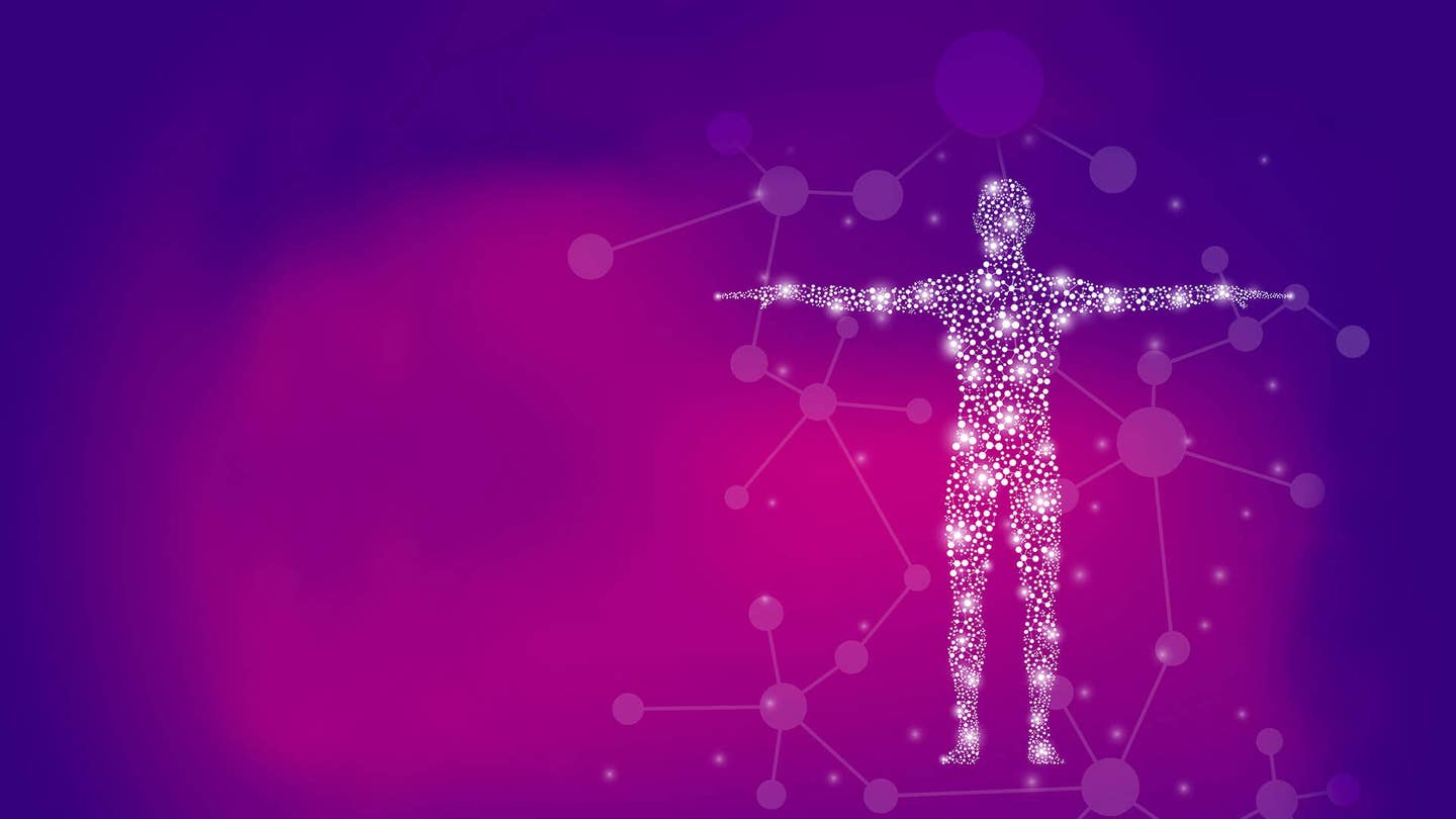 Abstract human body with molecules DNA biotechnology