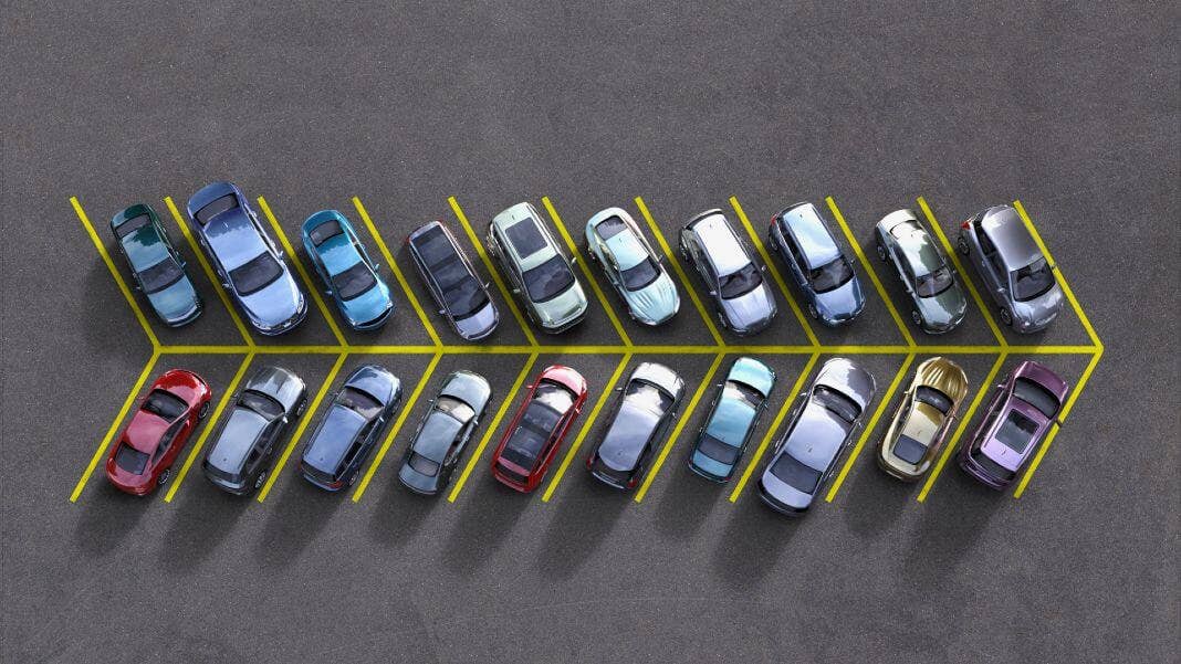 Energy old cars in parking lot realistic 3D render