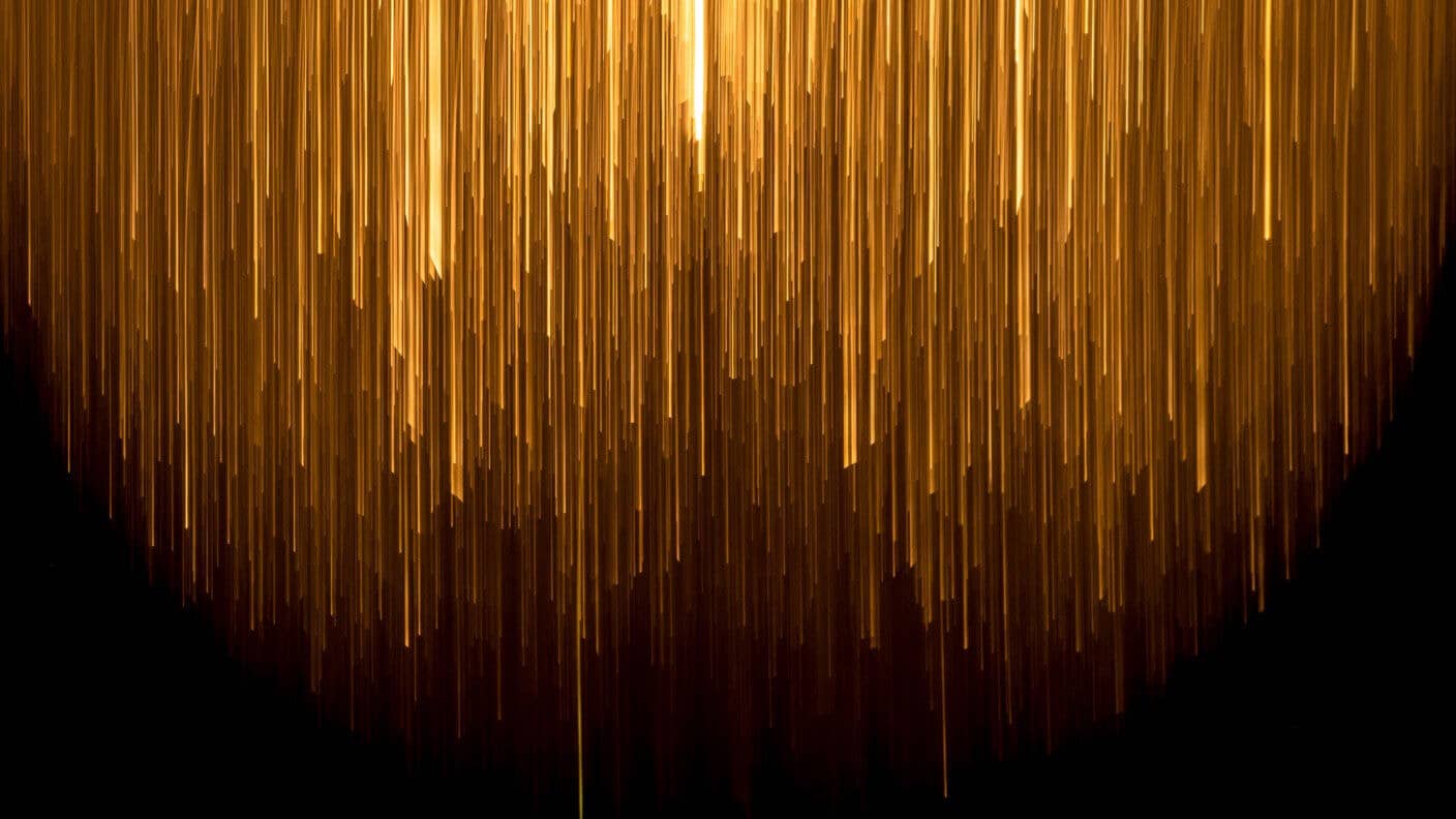 artificial intelligence glowing gold lines black background