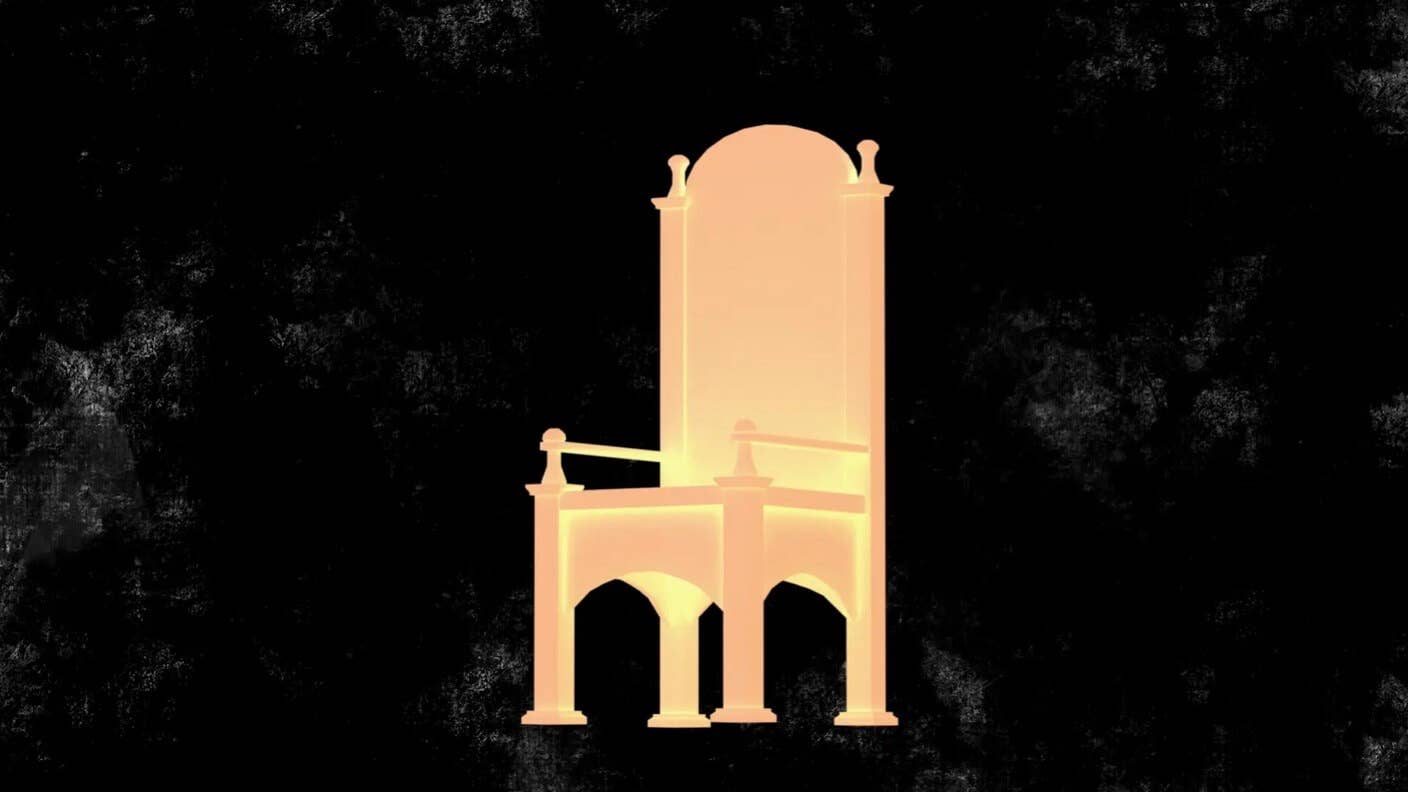 ownership economy golden throne black background