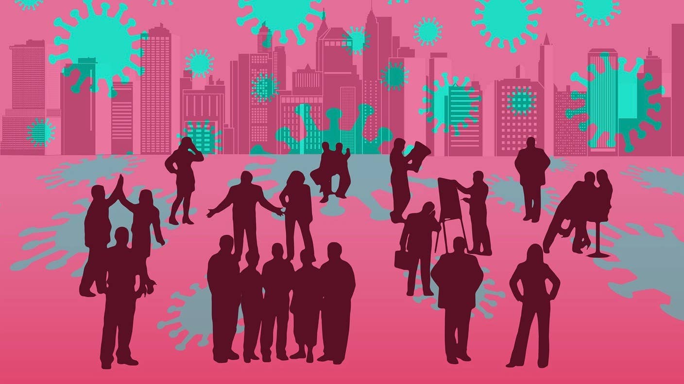 people coronavirus vaccine pink green