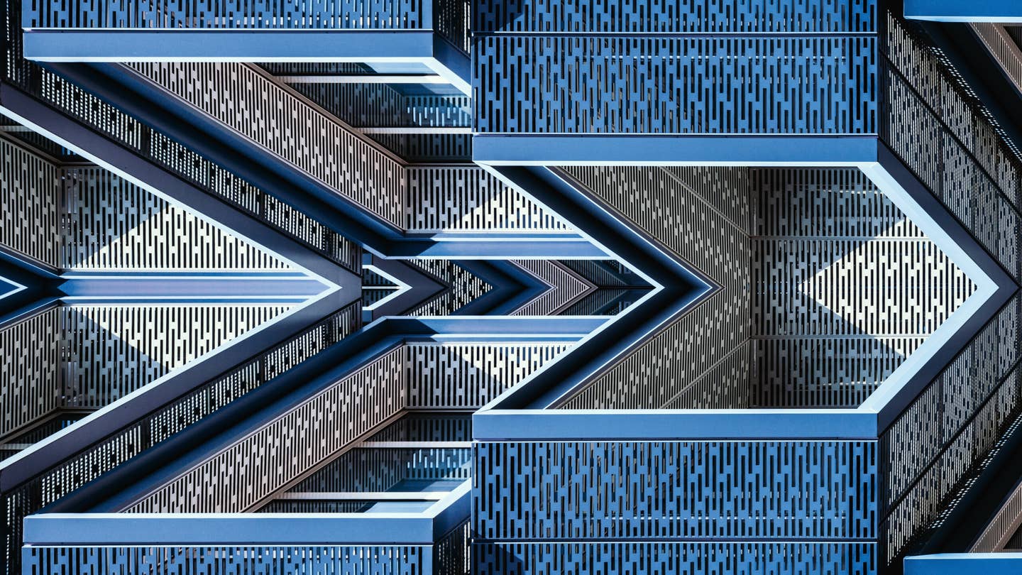 tech stories blue geometric architecture