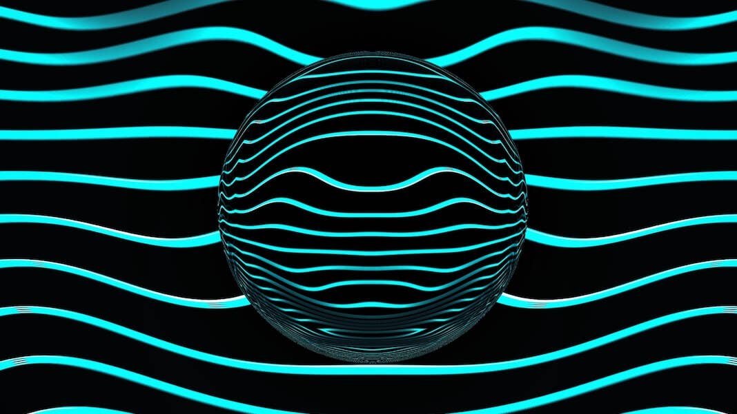 tech stories green black lines glass sphere