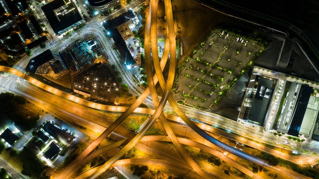 concrete cement city highways nighttime