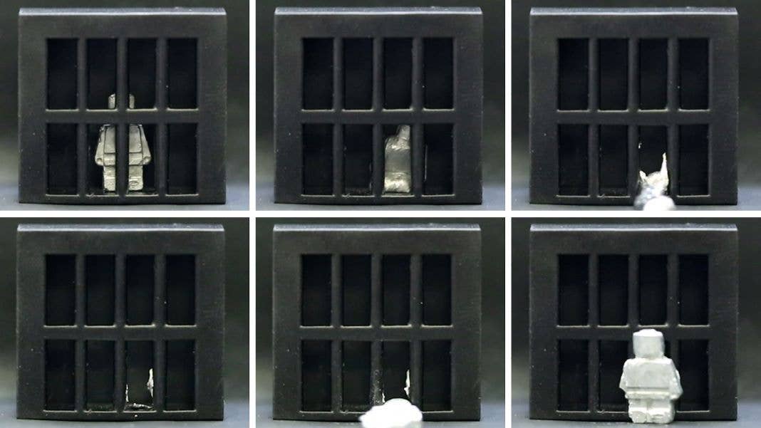 shape-shifting robot in cage