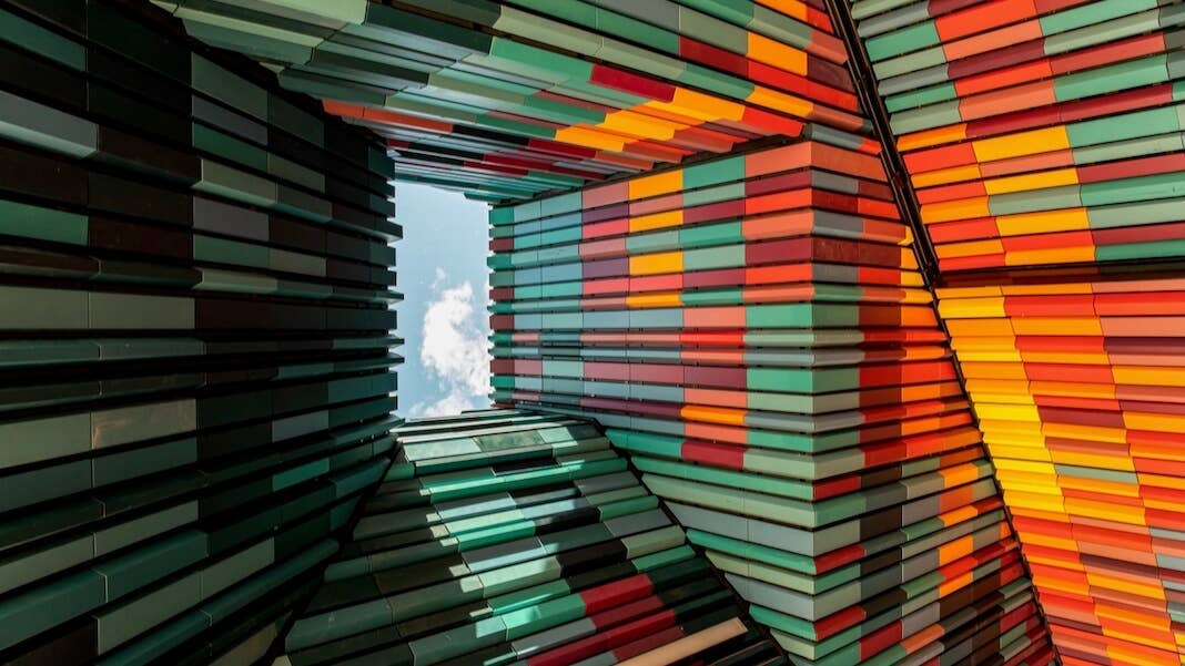 tech stories colorful layered walls window blue sky