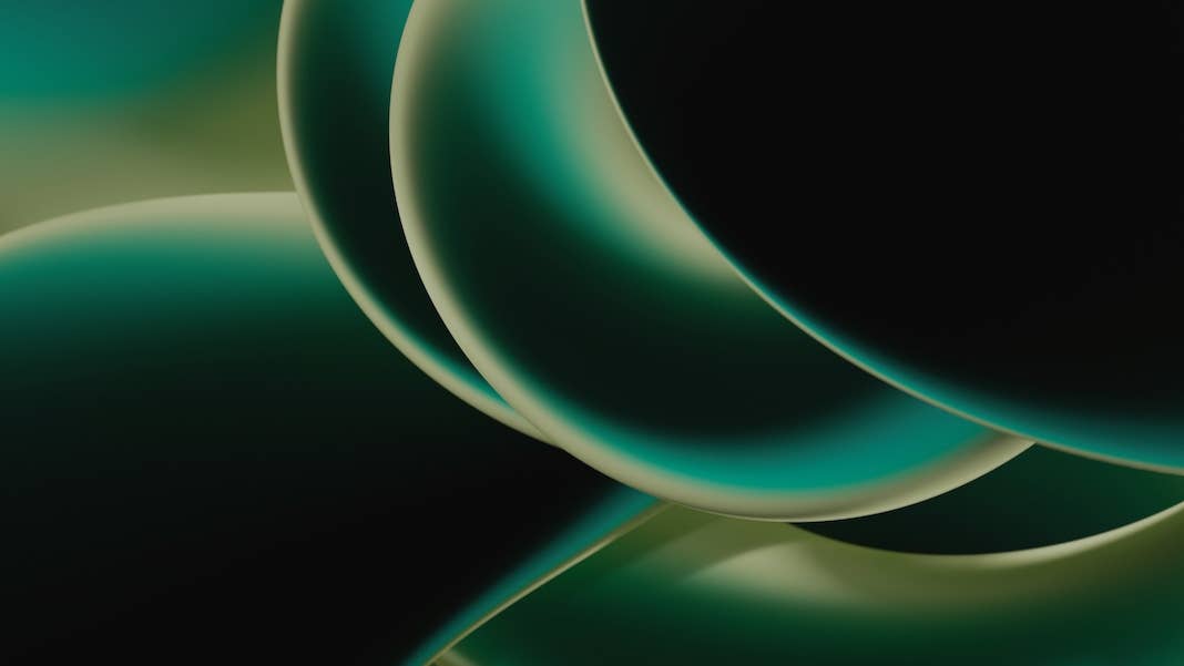 tech stories digital design green black spheres overlapping