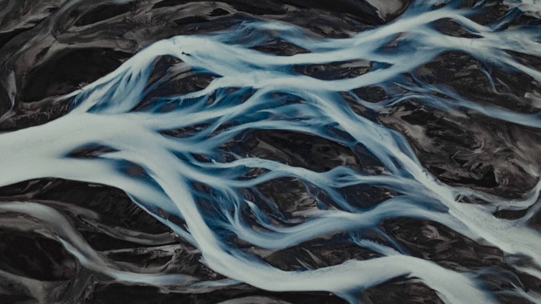 tech stories streams water aerial image iceland