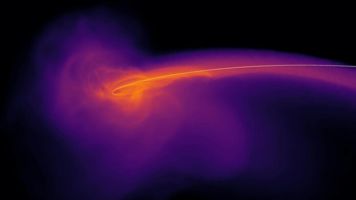 A new simulation shows what happens when a star wanders a bit too close to a supermassive black hole.