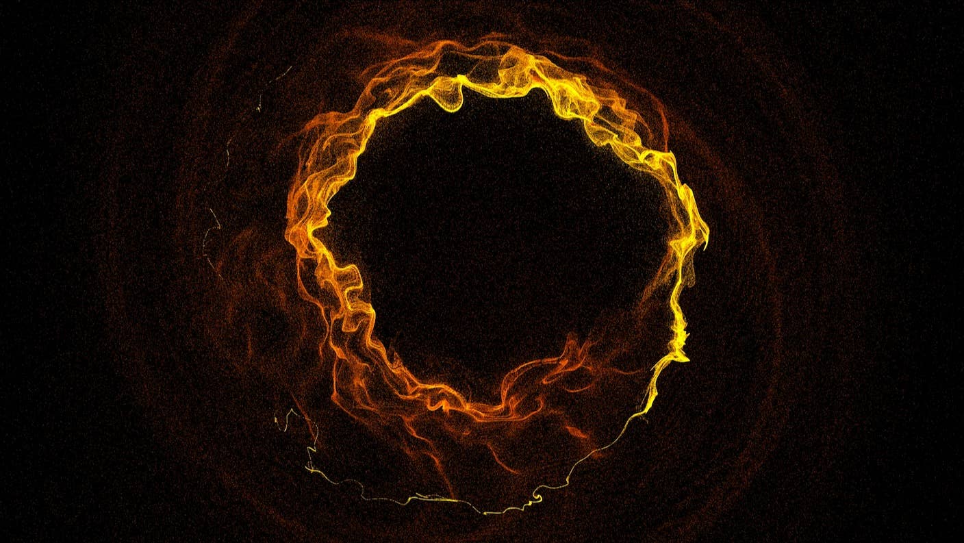 An elemental 3d digital swirl of orange and yellow colors.