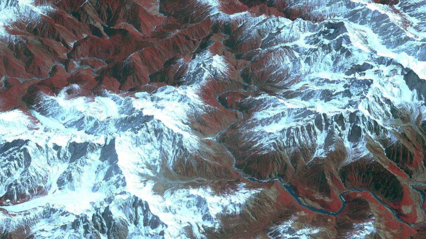 The Yarlung Zangopo river in Tibet from space