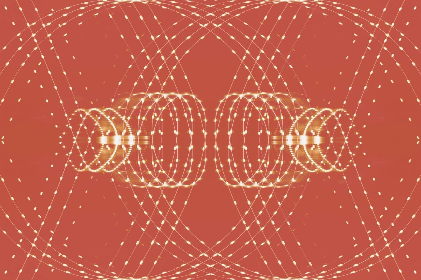 A pattern of dots and lines reminiscent of particles interacting