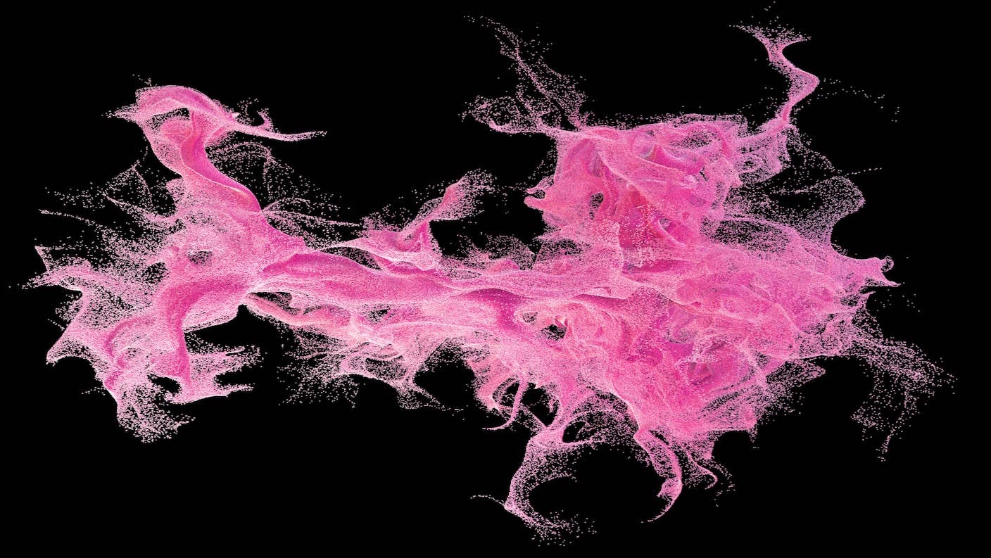 Digital render of a swarm of pink dots