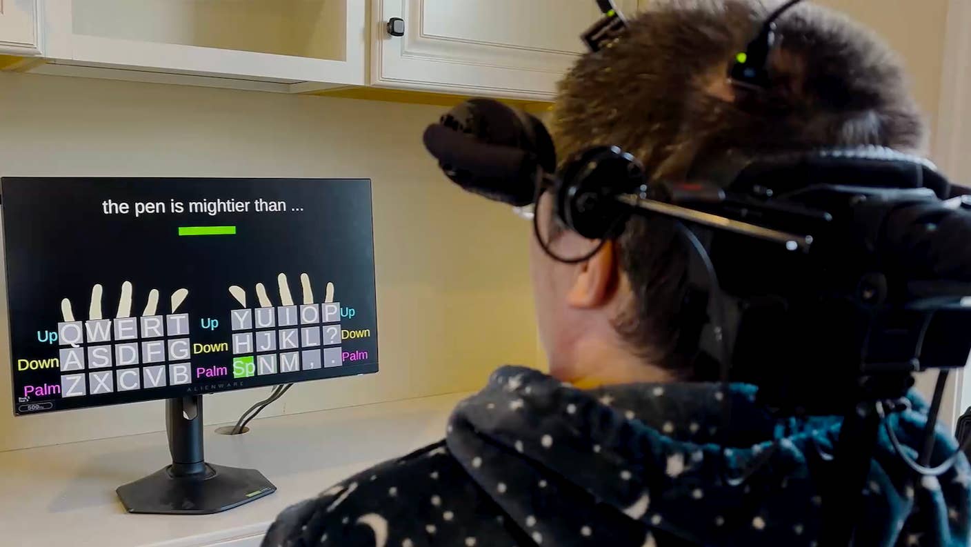 Brain Implants Let Paralyzed People Type With Thought Alone—Nearly as Fast as Smartphone Users Man uses a brain-computer interface to type on a keyboard