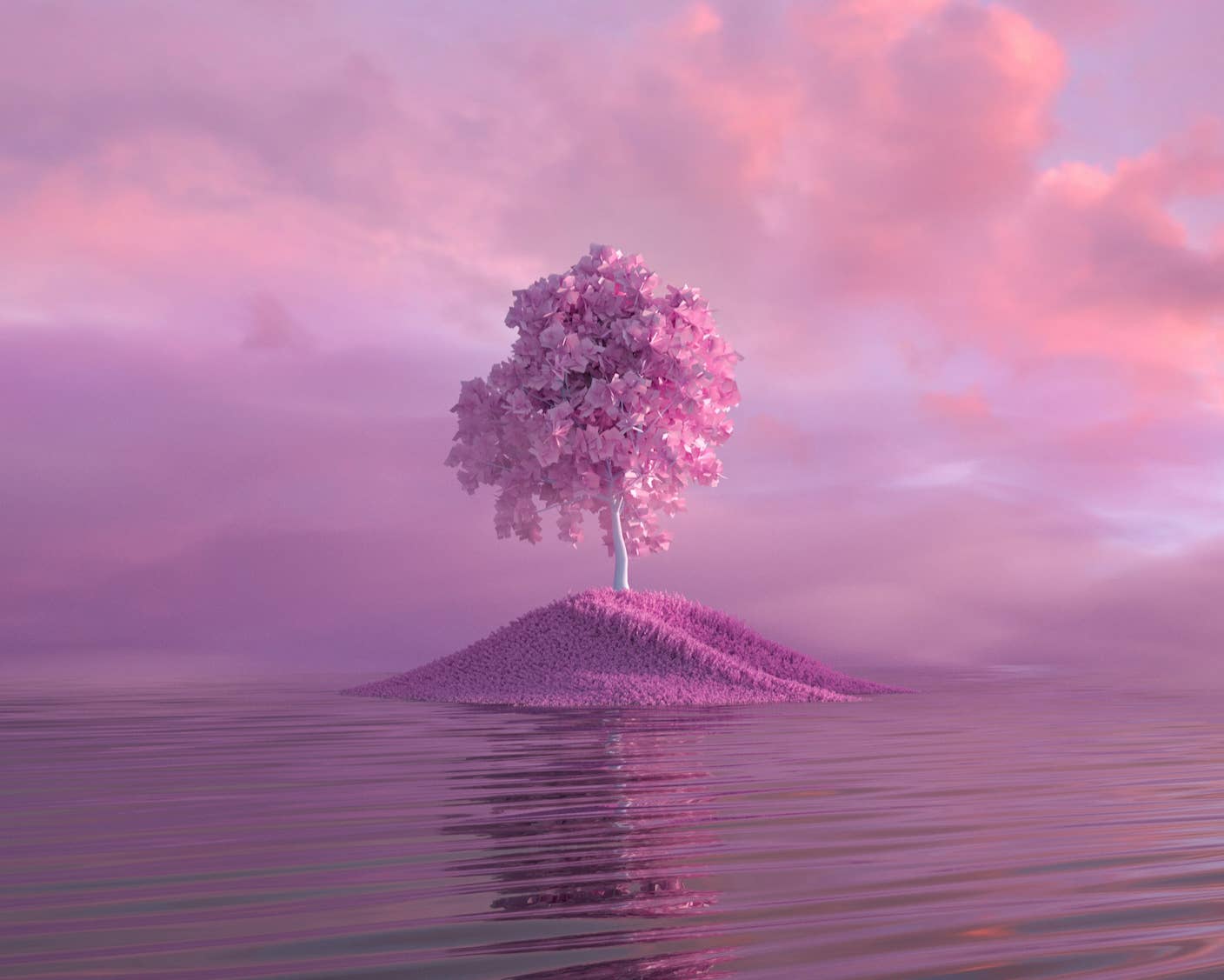 How Does Imagination Really Work in the Brain? New Theory Upends What We Knew A dreamlike pink tree stands on an island in still water