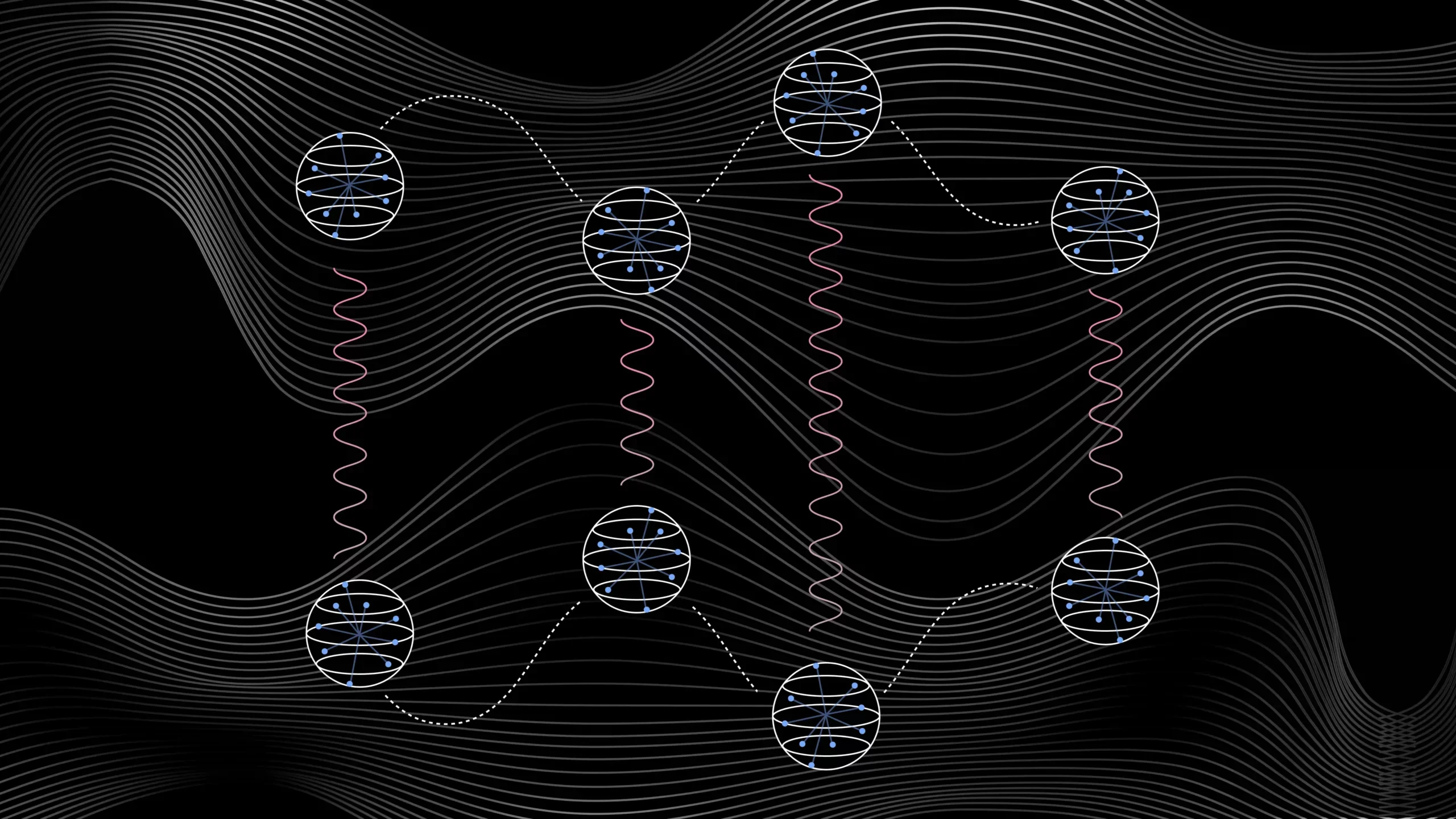 Illustration of quantum bits in a quantum computer