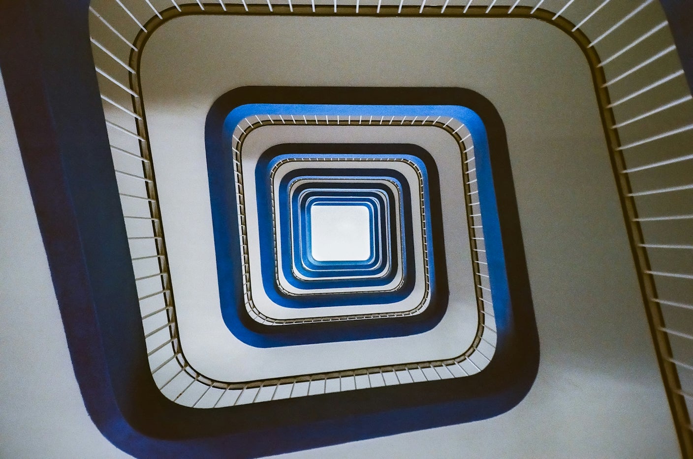 Staircase spiraling upward in a square