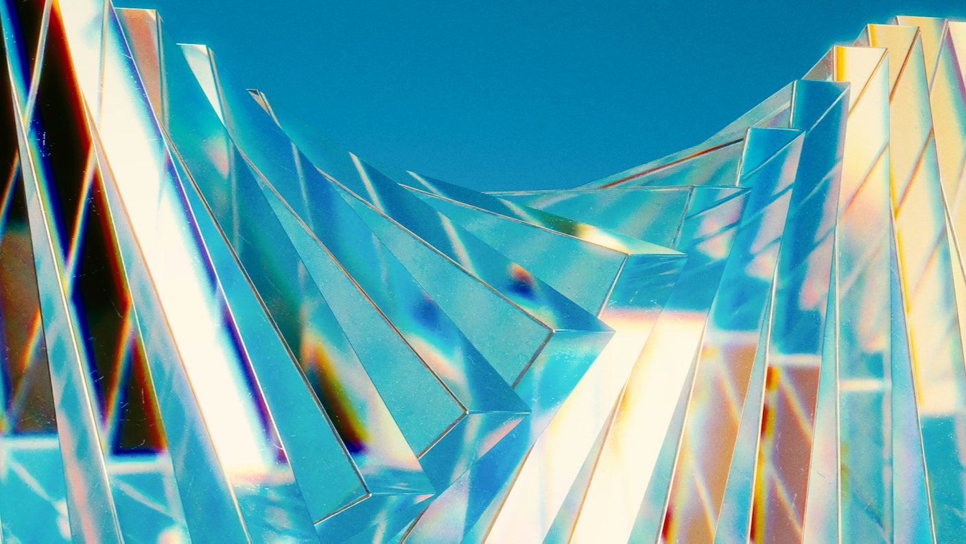 A spiraling line of prism-like glass