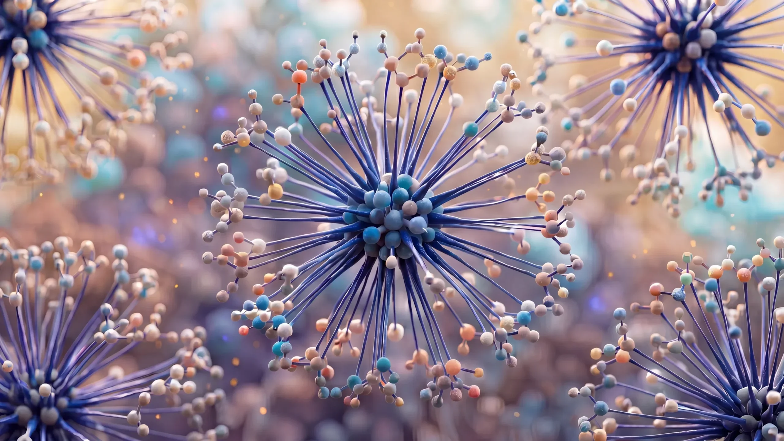 Spiky molecules in a concept image demonstrating Google DeepMind's Co-Scientist AI