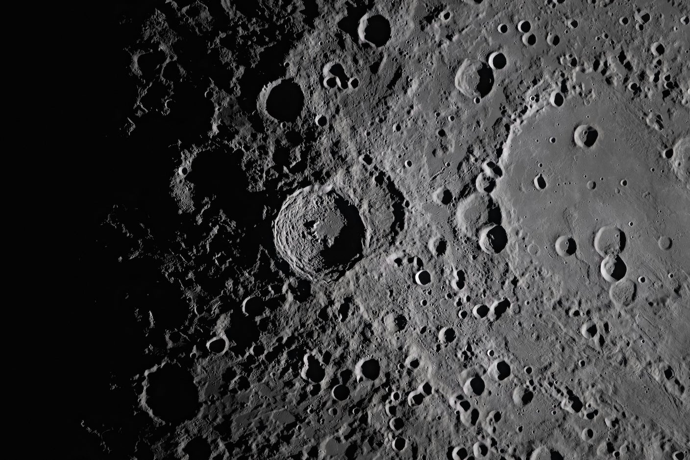 NASA image of the crater-pocked lunar surface