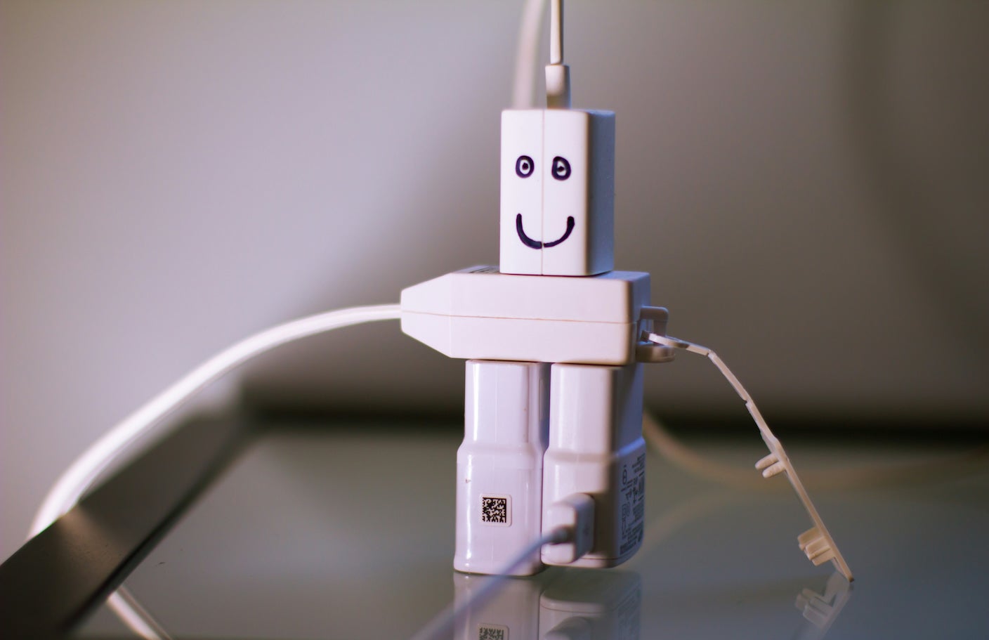 Plugs assembled to look like a person