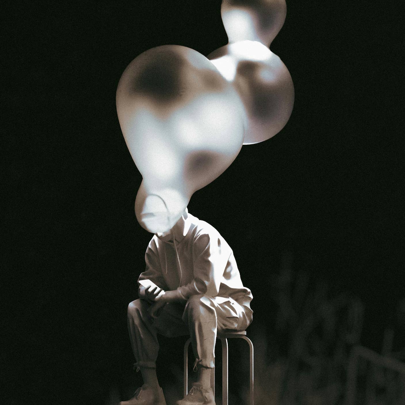 Is AI Making Us Dumber? A person sits and reads a smartphone while their mind bubbles away