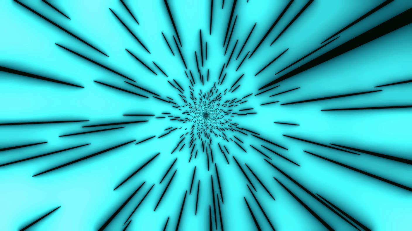 Are We on the Verge of an Intelligence Explosion? Maybe Not. An explosive design of black lines from a central point on a teal background