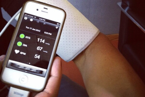 Withings smartphone-connected blood pressure cuff.