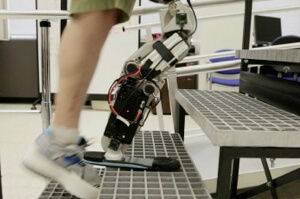 A thought-controlled, robotic prosthetic leg made by the Rehabilitation Institute of Chicago’s (RIC).