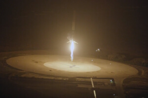 SpaceX Falcon 9 returns to launch pad after delivering a payload of satellites to orbit. (Image Credit: SpaceX/YouTube)