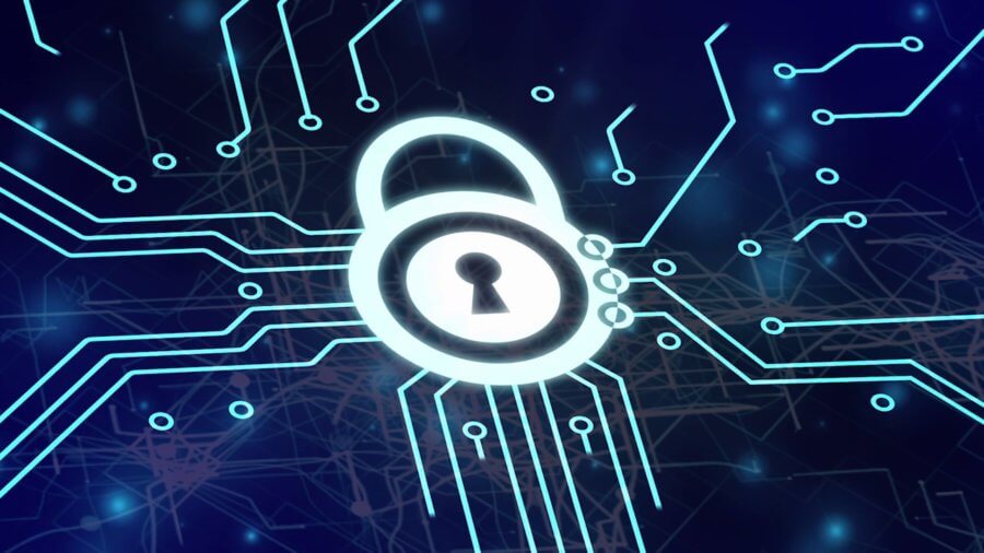 encryption-key-lock-digital-circuit-board-blue