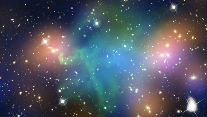 dark-matter-chandra-503-NASA-galaxies-hot-gas-merging-galaxy-cluster