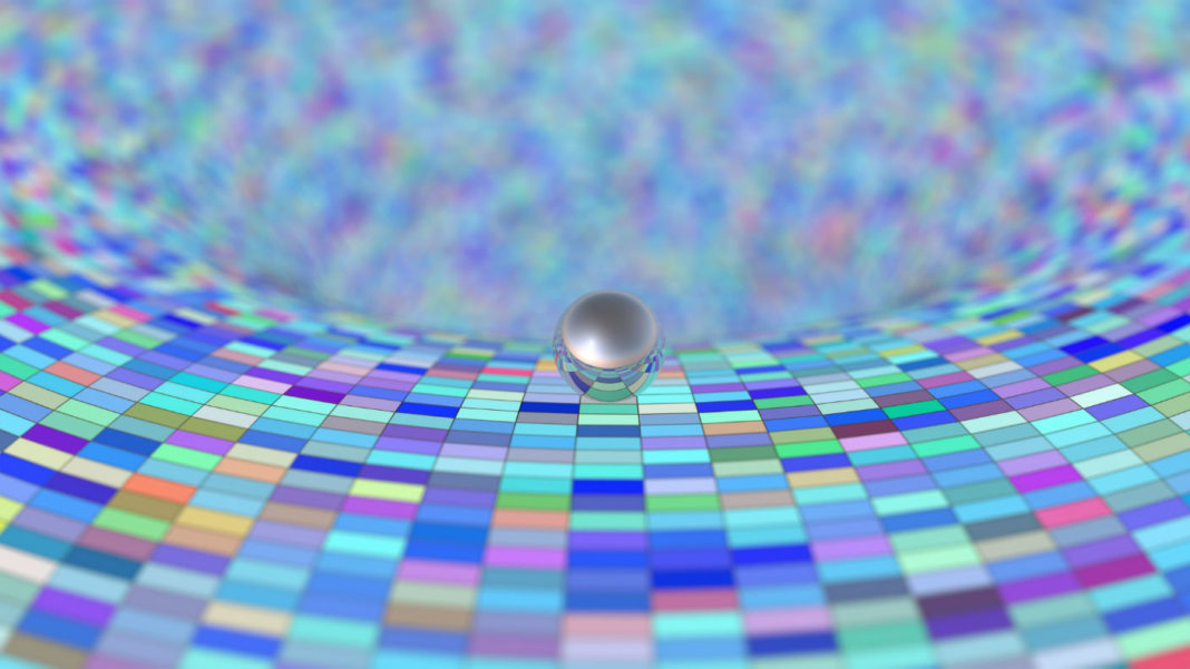artificial-intelligence-mirror-sphere-on-curved-surface-singularity-colorful-black-hole