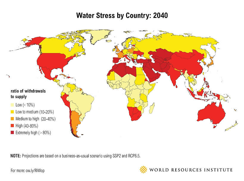 Water-Stress-by-country-2040-map-World-Resources-Institute