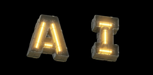 ai-exist-artificial-intelligence-futuristic-light-font-3d-rendering