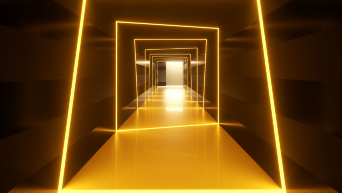 tech-evangelists-golden-future-abstract-dark-hallway-neon