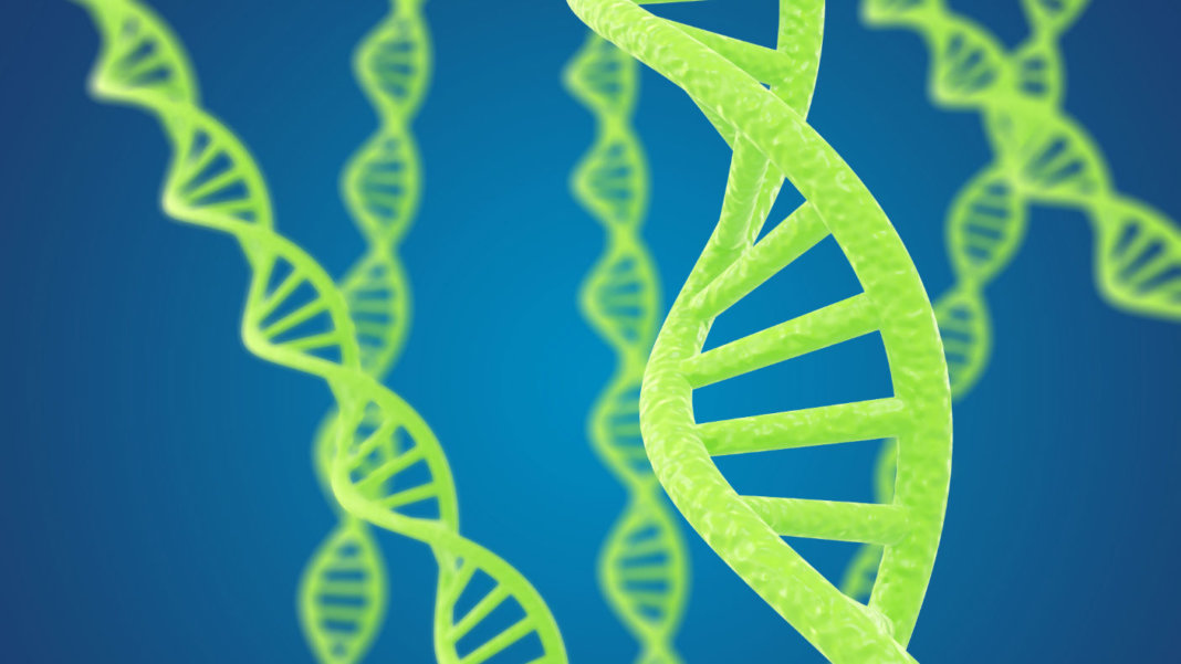 CRISPR-startup-hunt-down-diseases-green-dna-helices-on-blue-background