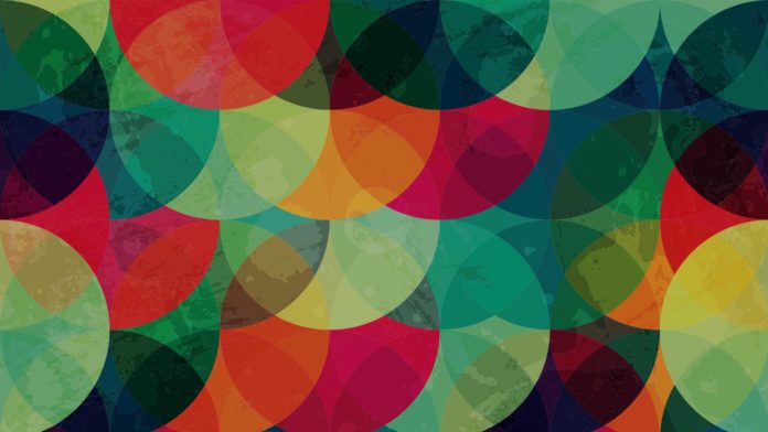 colorful circle in seamless pattern and grunge effect
